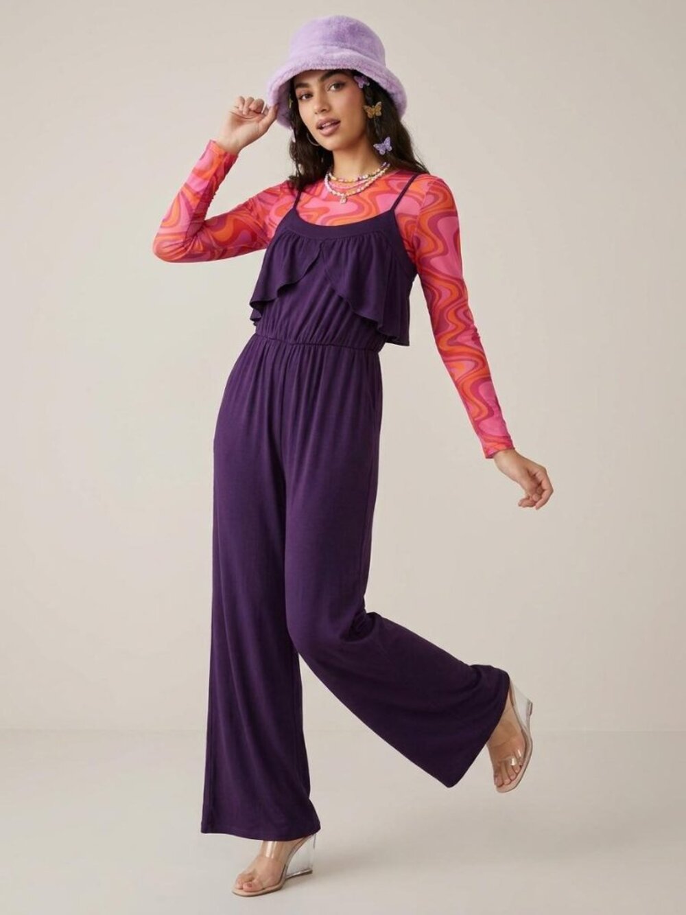 Urban Outfitters Coincidence & Chance Purple CC Gaucho Romper